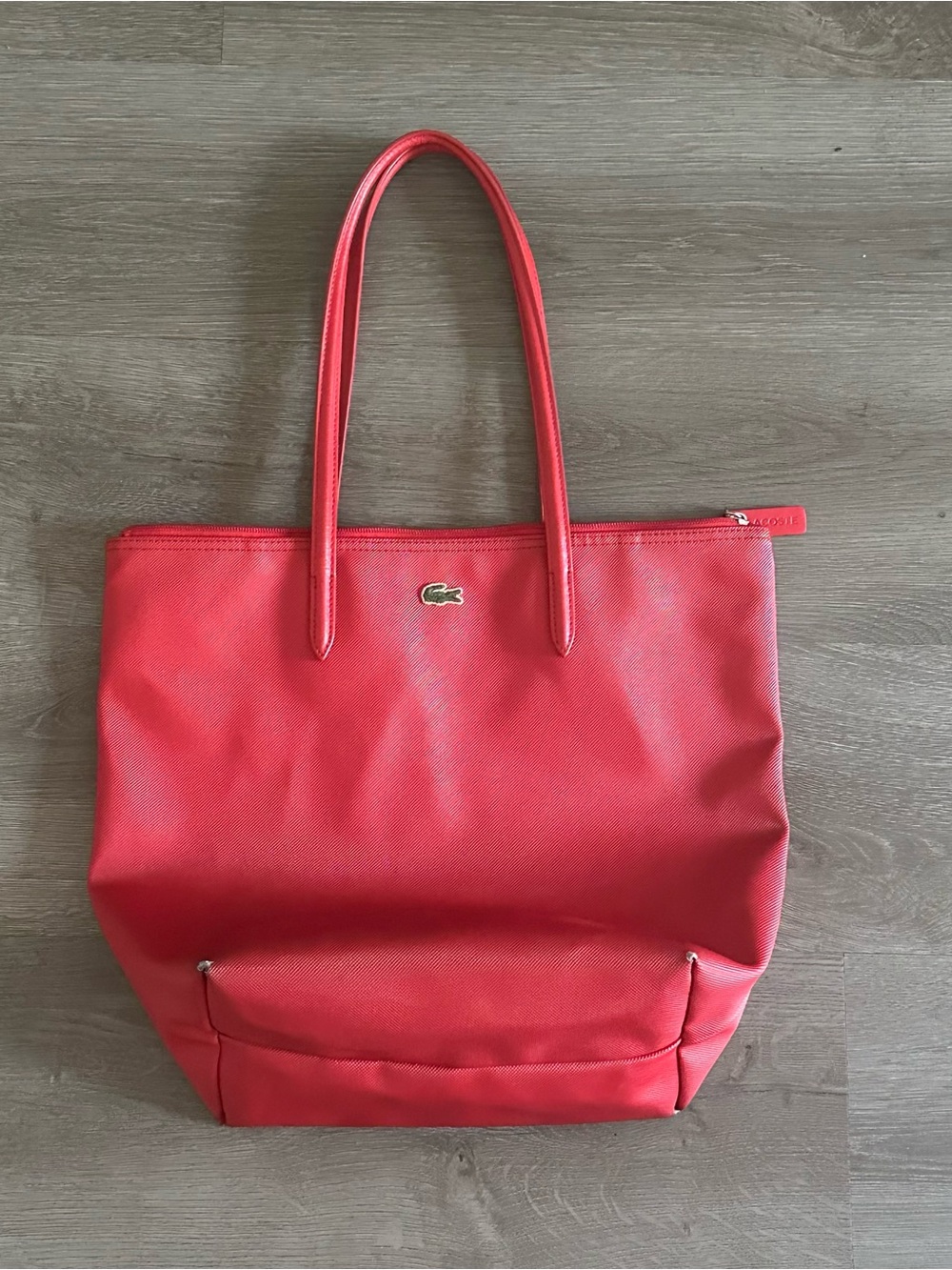 Lacoste Women Vertical Tote Bag 25CM Drop Solid Red Color NF0647PO